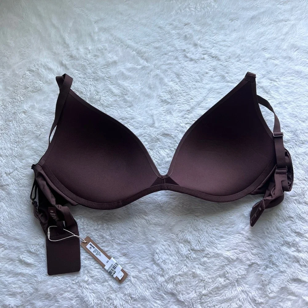 SKIMS Women's Wireless Form Super Push-Up Bra Cocoa Brown 36DD BA-PLG-2632 NEW